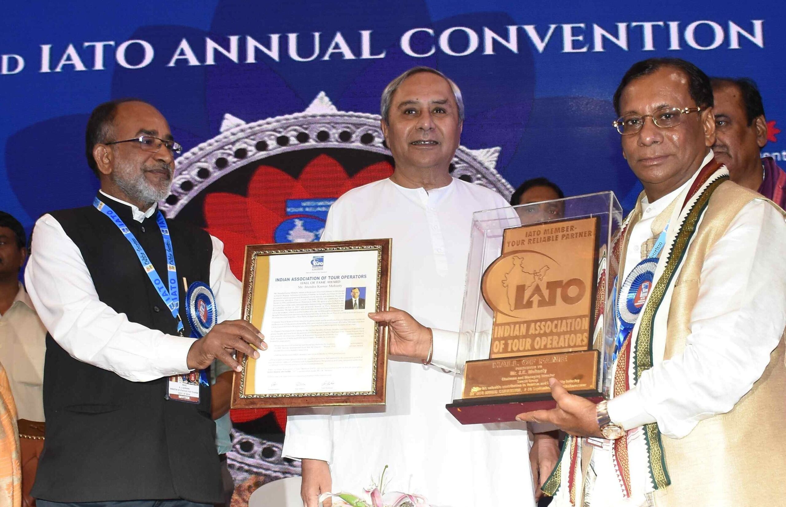 Hall of Fame Award receiving from Union Tourism Minister Sri K J Alphons and Hon'ble CM Sri Naveen Patnaik